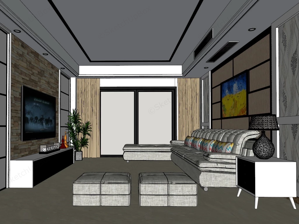 Middle Class Living Room Ideas sketchup model preview - SketchupBox