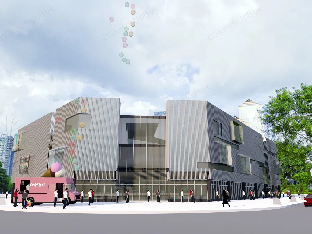Shopping Mall Architecture sketchup model preview - SketchupBox