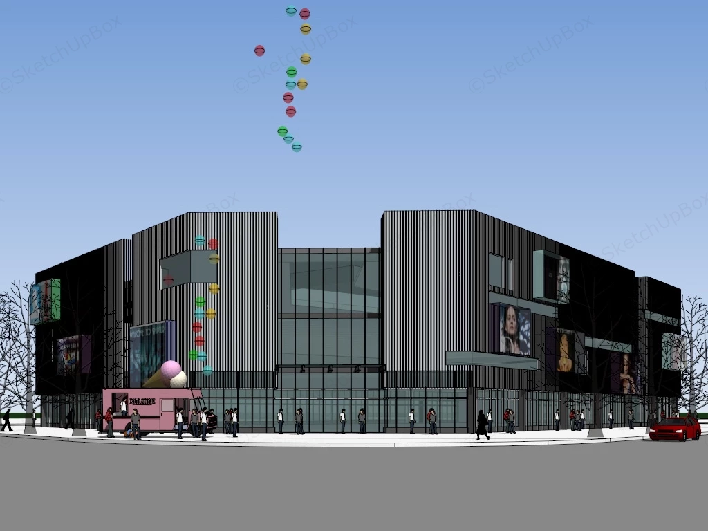Shopping Mall Architecture sketchup model preview - SketchupBox
