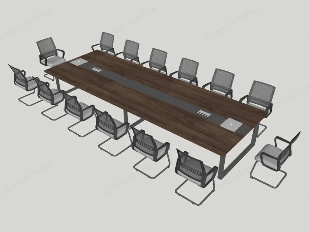 Rectangle Conference Table And Chairs sketchup model preview - SketchupBox