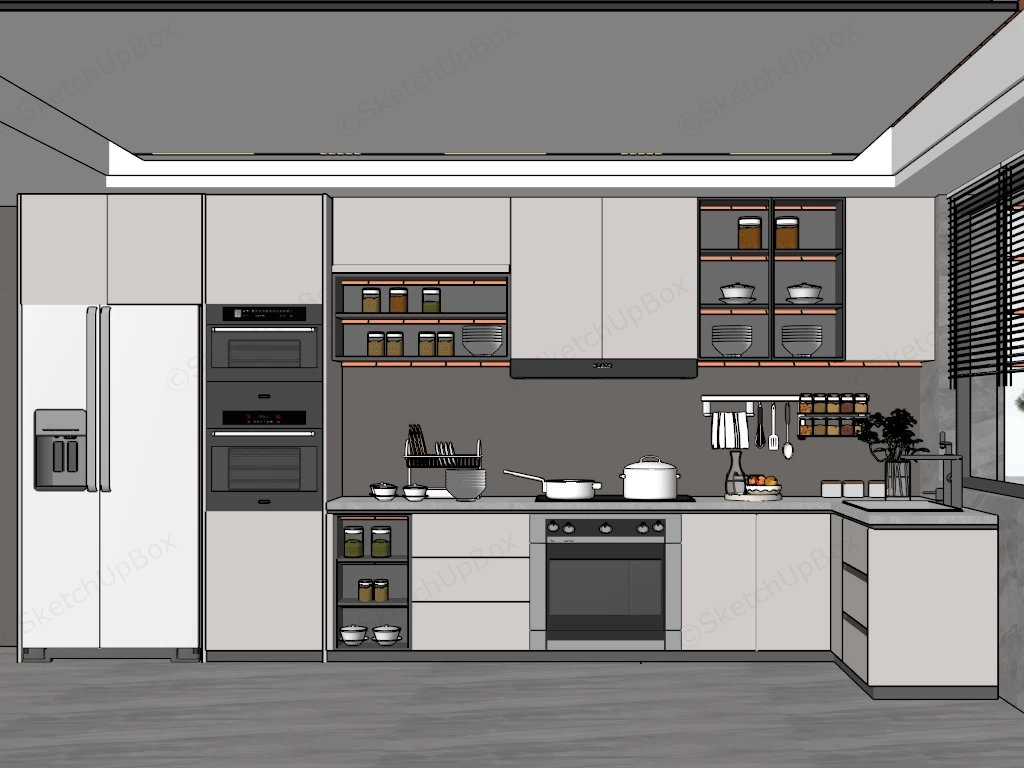 Beautiful Cream Kitchen sketchup model preview - SketchupBox