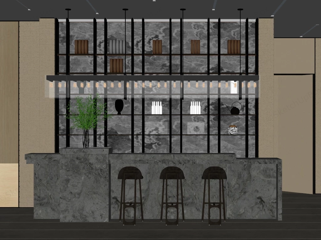 Contemporary Home Bar Design sketchup model preview - SketchupBox