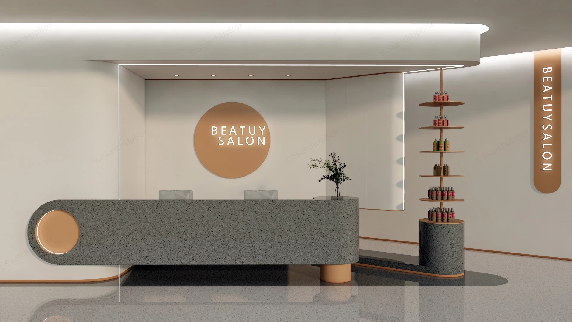 Beauty Salon Reception Design sketchup model preview - SketchupBox