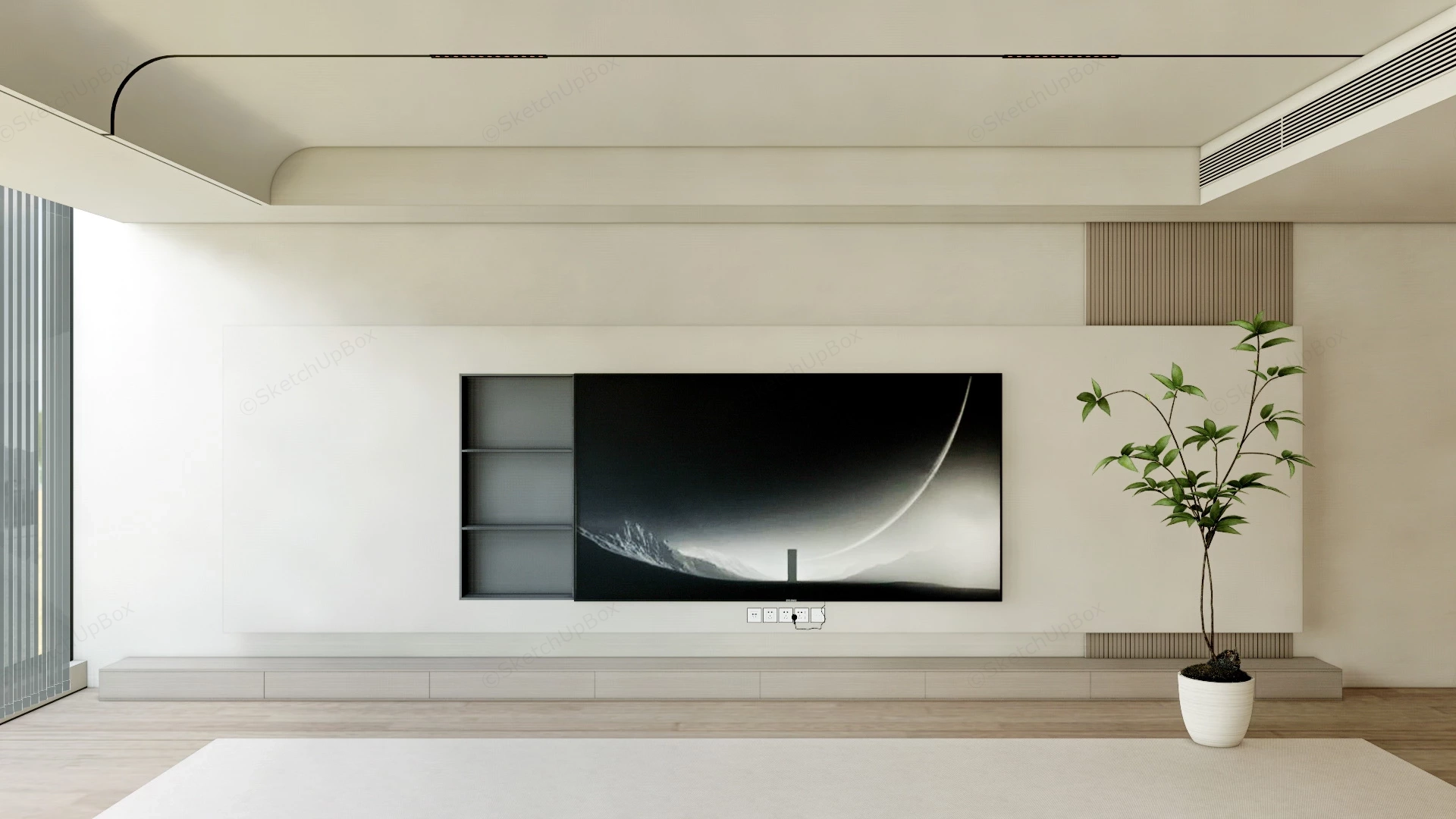 Minimal TV Wall Design sketchup model preview - SketchupBox