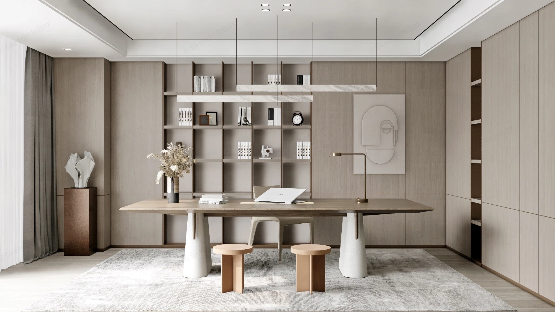Minimalist Home Office Design sketchup model preview - SketchupBox