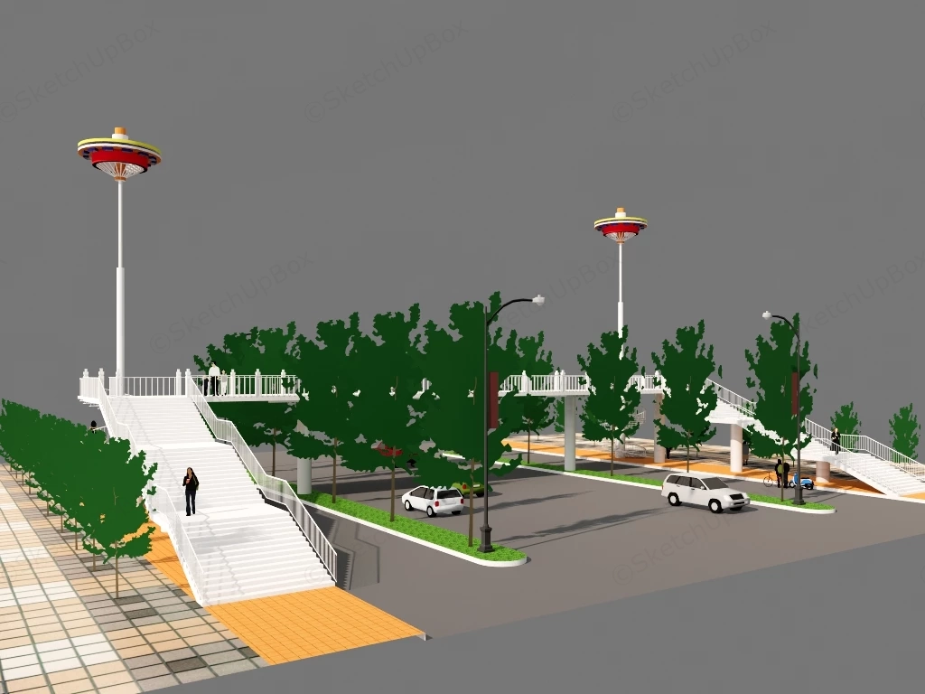Pedestrian Overpass Bridge sketchup model preview - SketchupBox