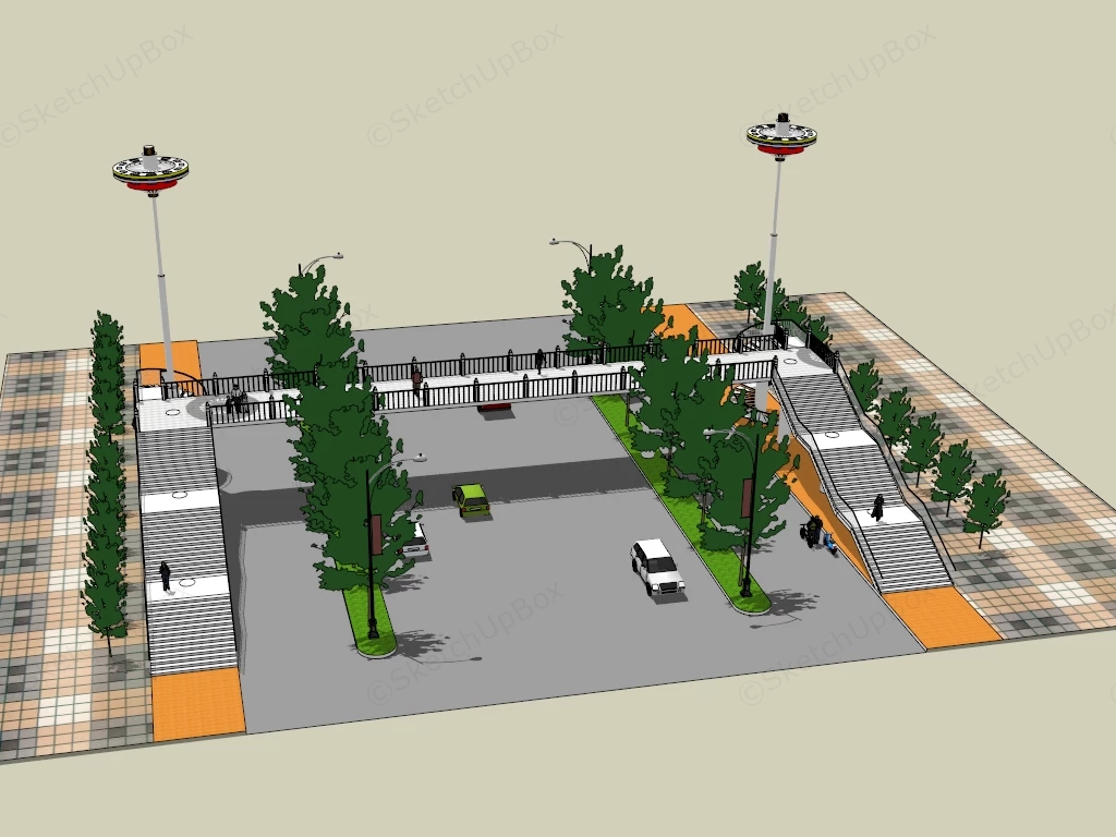 Pedestrian Overpass Bridge sketchup model preview - SketchupBox