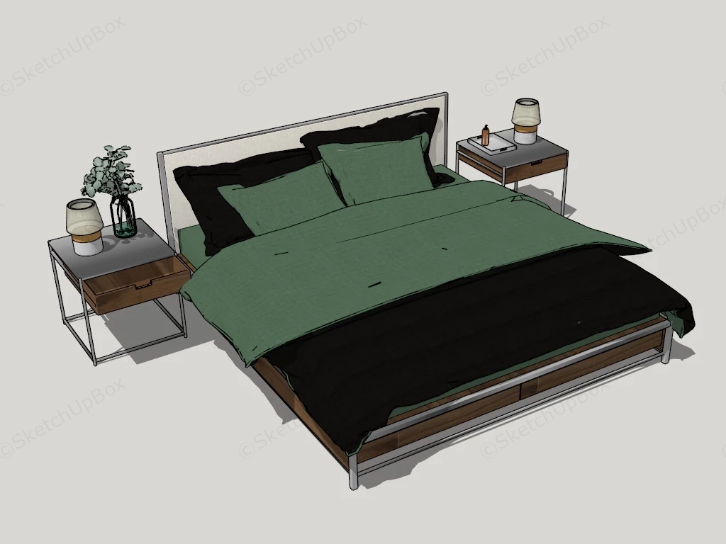 Metal Frame Platform Bed Set sketchup model preview - SketchupBox