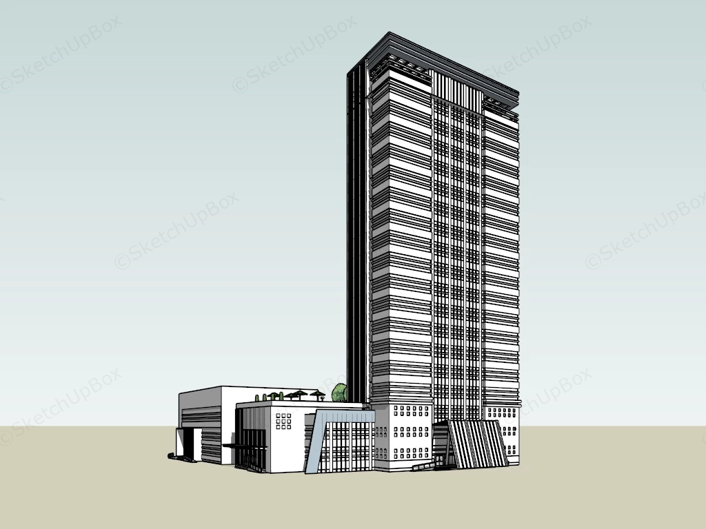 Modern High Rise Hotel sketchup model preview - SketchupBox