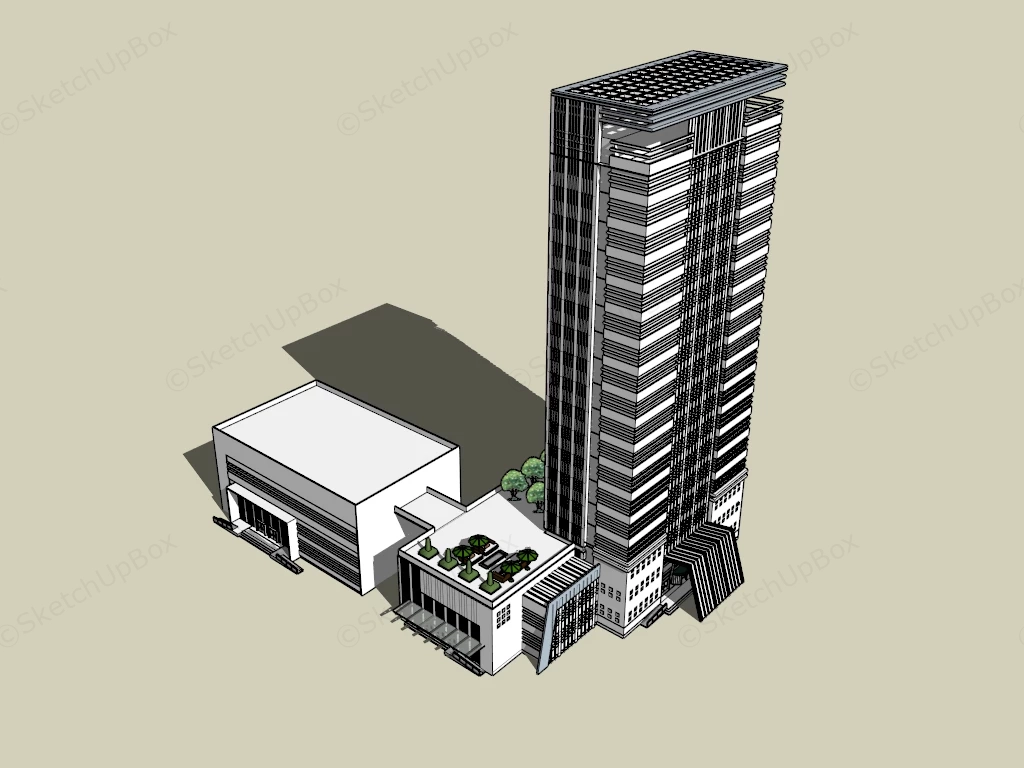 Modern High Rise Hotel sketchup model preview - SketchupBox