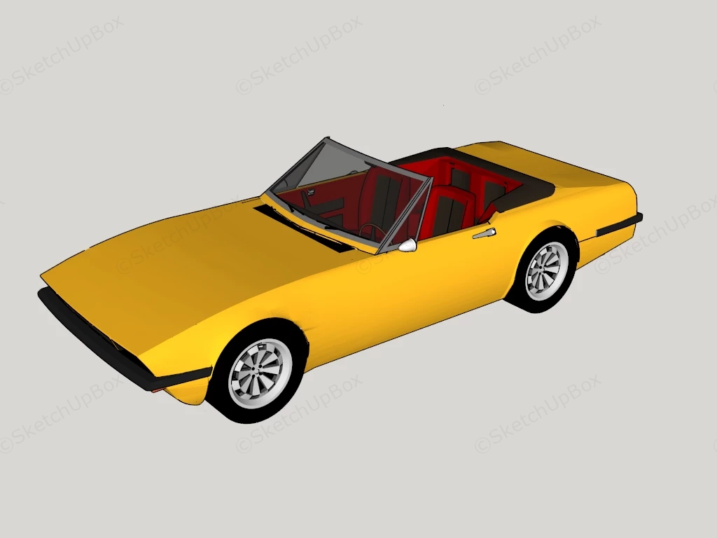 Classic Yellow Convertible Car sketchup model preview - SketchupBox