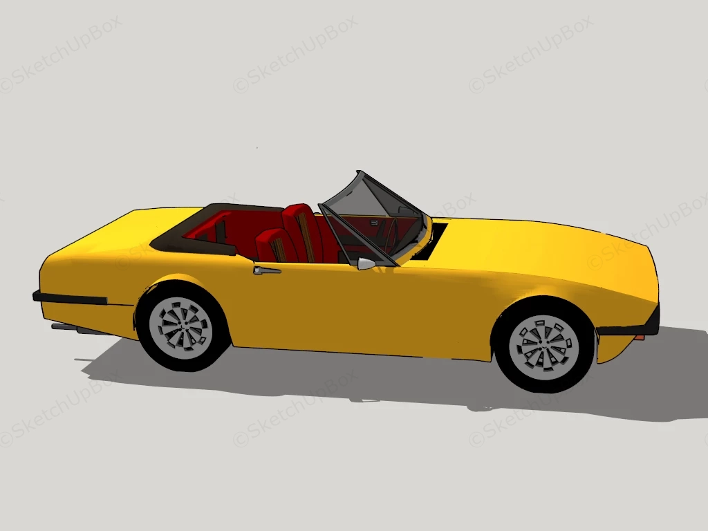 Classic Yellow Convertible Car sketchup model preview - SketchupBox