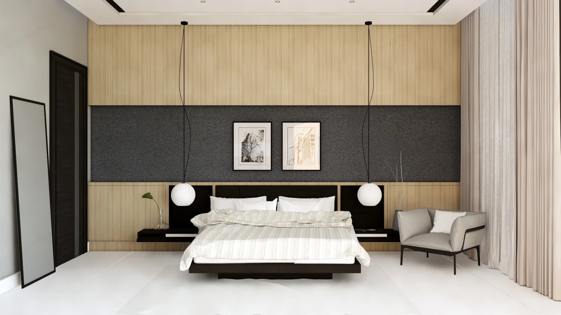 Simple Master Bedroom Ideas sketchup model preview - SketchupBox