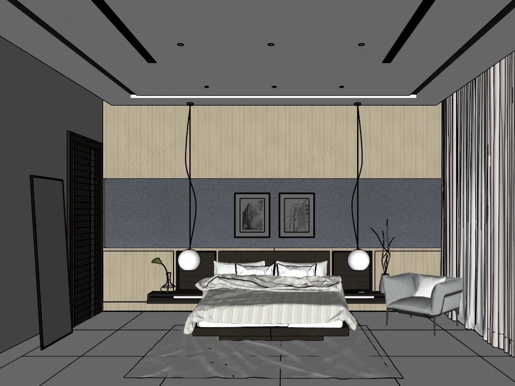 Simple Master Bedroom Ideas sketchup model preview - SketchupBox