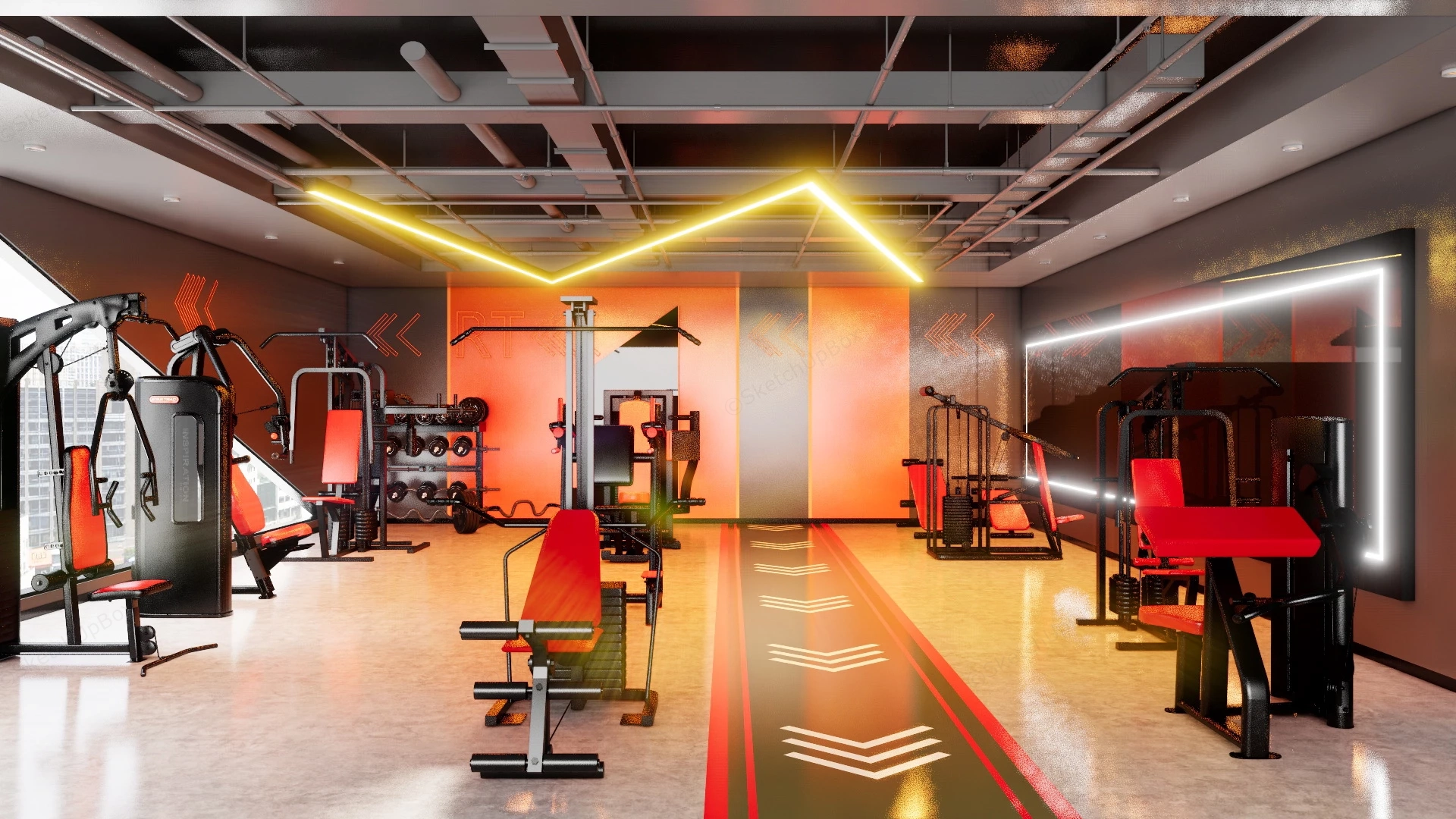 Gym And Fitness Club sketchup model preview - SketchupBox