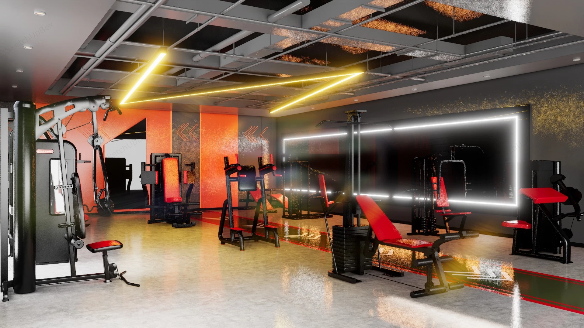 Gym And Fitness Club sketchup model preview - SketchupBox