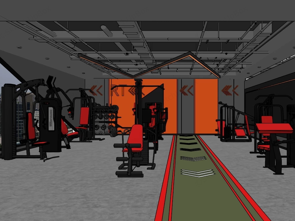 Gym And Fitness Club sketchup model preview - SketchupBox
