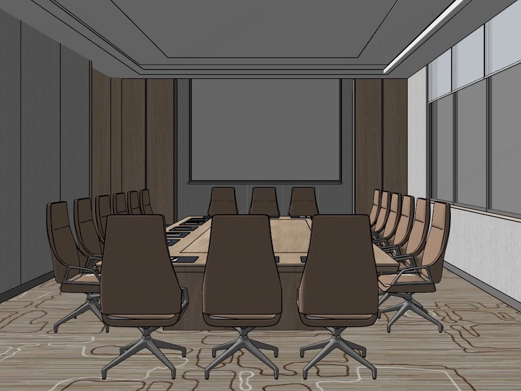 Contemporary Conference Room sketchup model preview - SketchupBox
