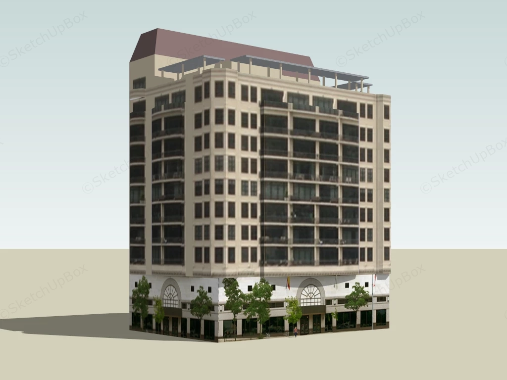 City Hotel Building sketchup model preview - SketchupBox