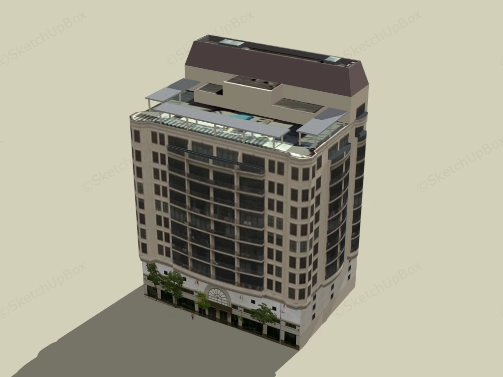 City Hotel Building sketchup model preview - SketchupBox
