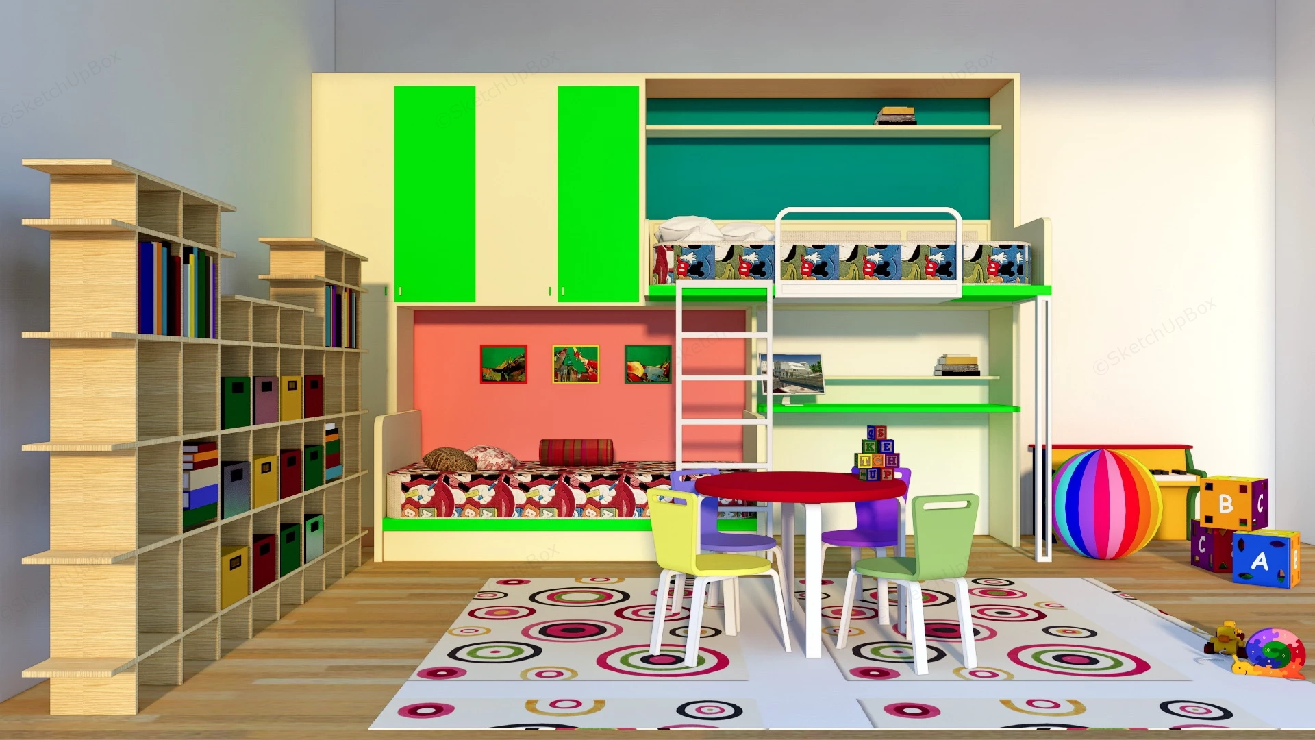Colorful Kids Room sketchup model preview - SketchupBox