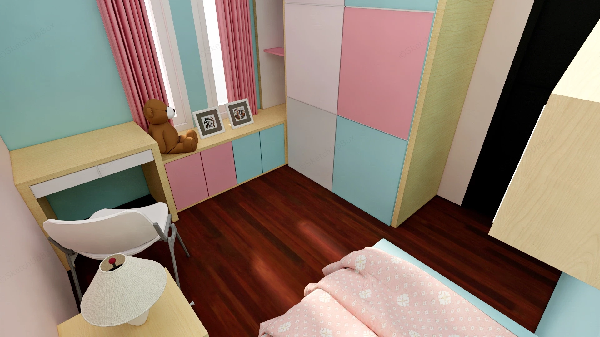 Small Girls Bedroom Ideas sketchup model preview - SketchupBox