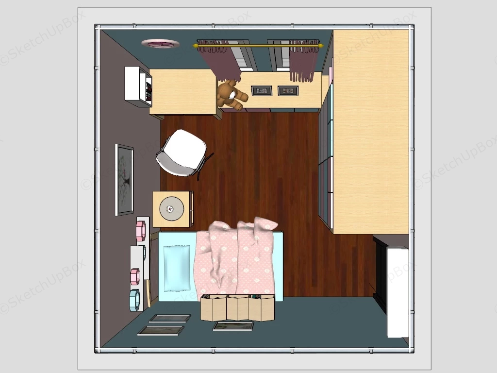 Small Girls Bedroom Ideas sketchup model preview - SketchupBox