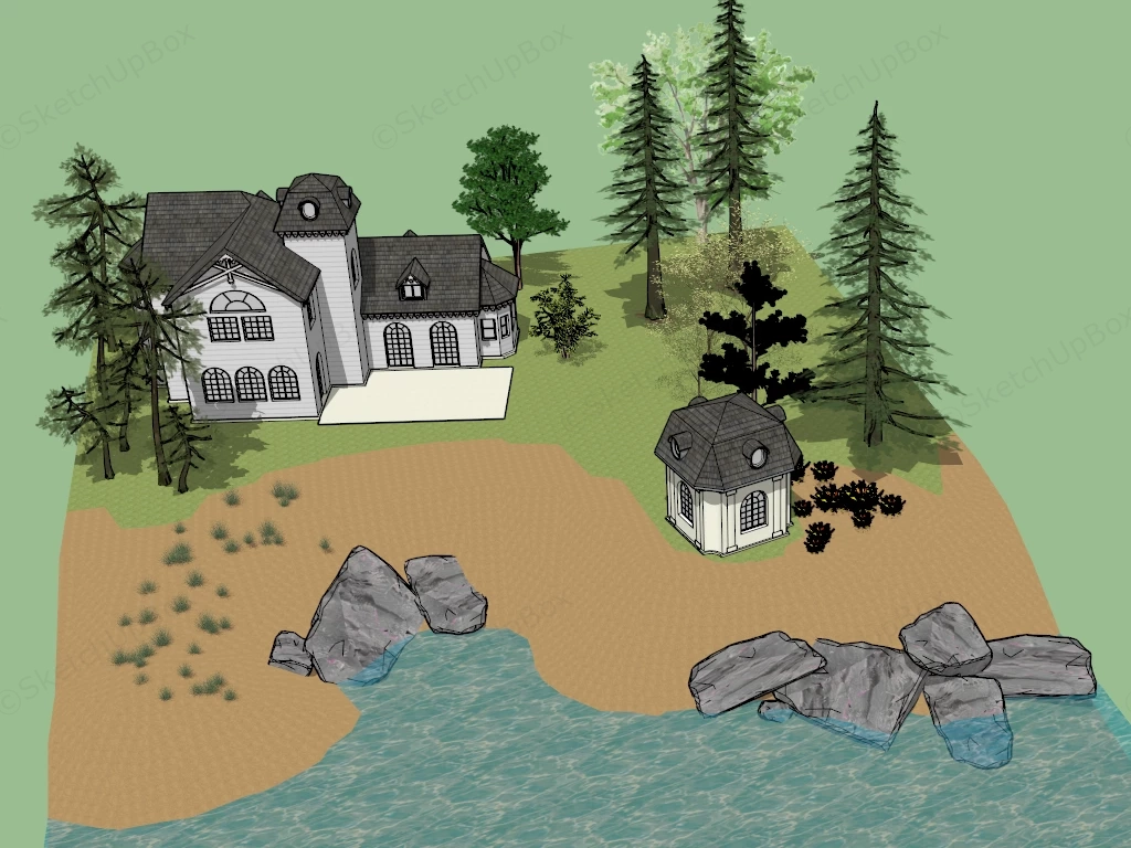 Waterside House sketchup model preview - SketchupBox