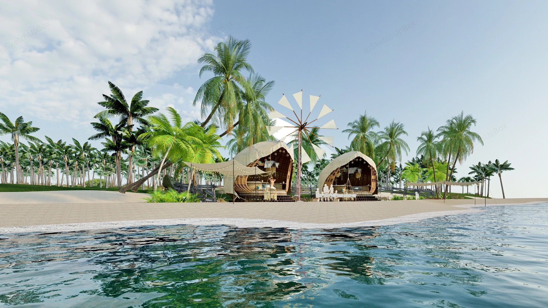 Beach Campsite sketchup model preview - SketchupBox
