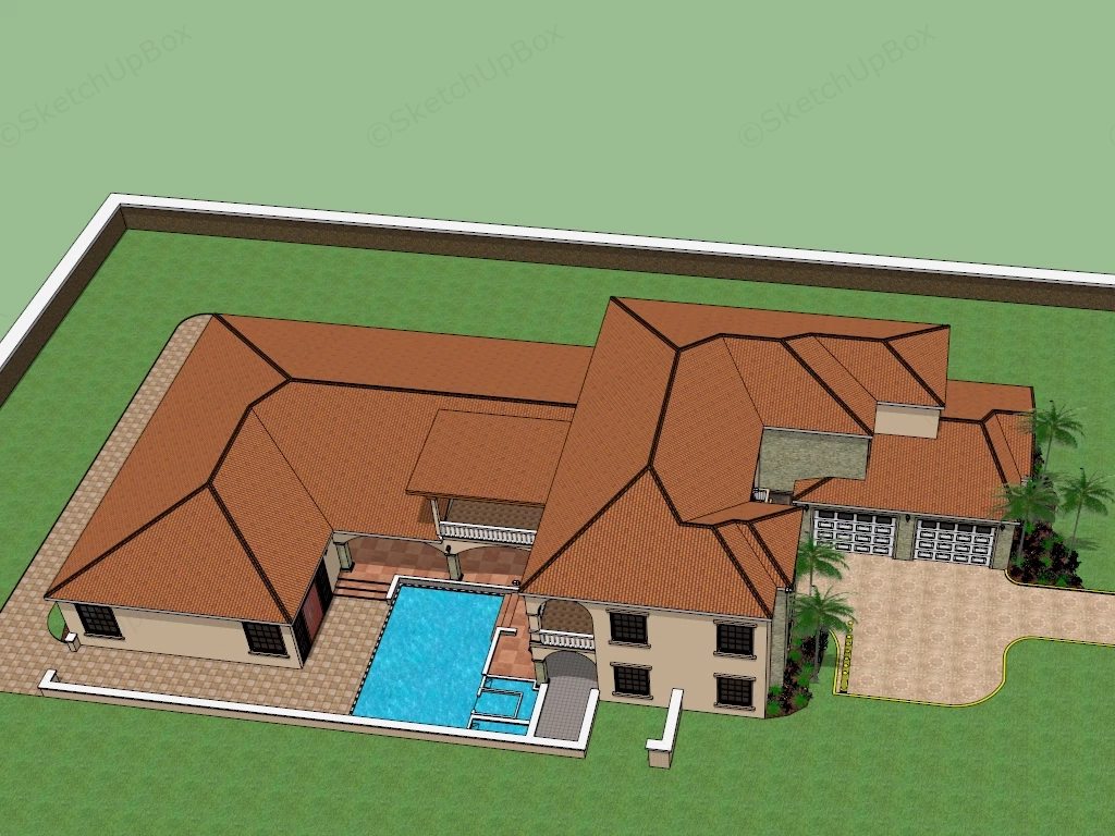 Spanish Villa sketchup model preview - SketchupBox