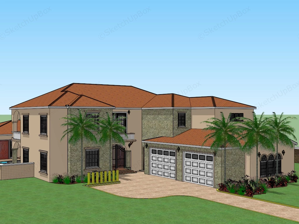 Spanish Villa sketchup model preview - SketchupBox