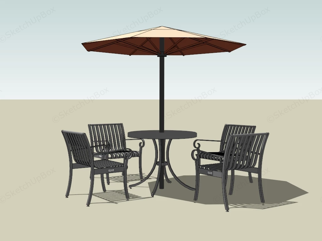 Patio Bistro Set With Umbrella sketchup model preview - SketchupBox