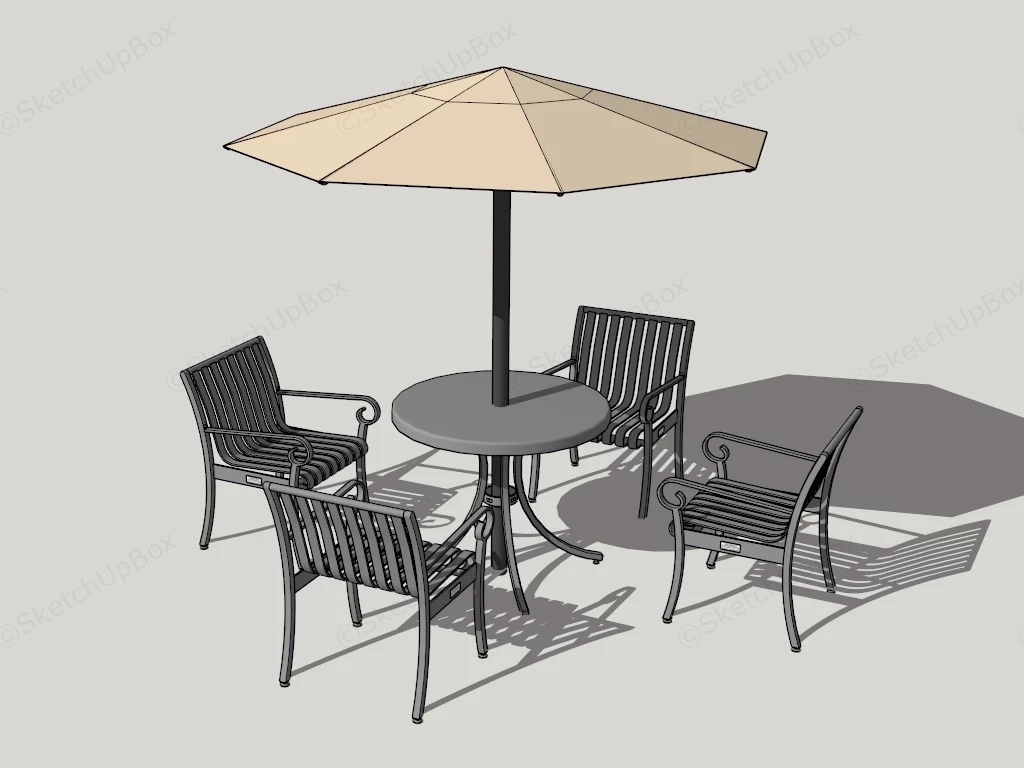 Patio Bistro Set With Umbrella sketchup model preview - SketchupBox