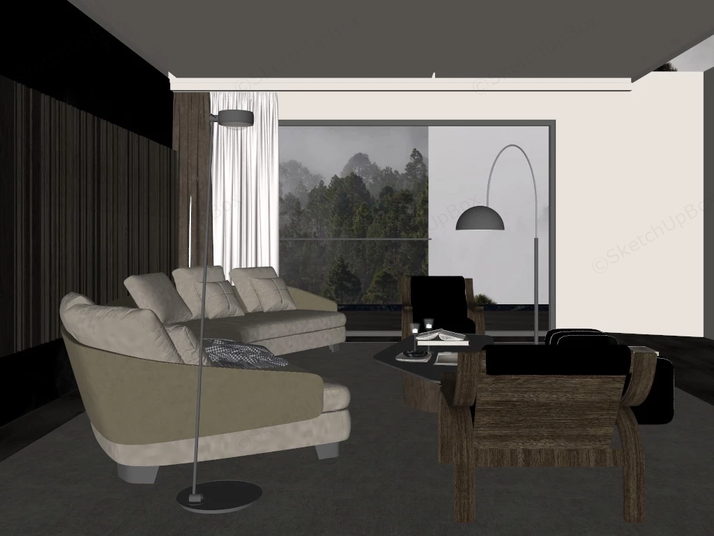Comfortable Living Room Design sketchup model preview - SketchupBox