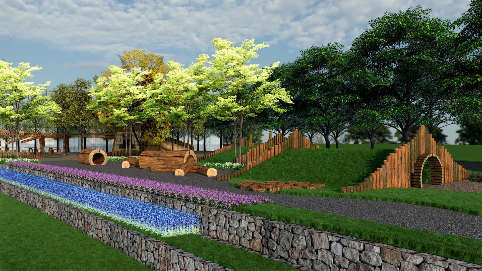 Nature Based Playground sketchup model preview - SketchupBox