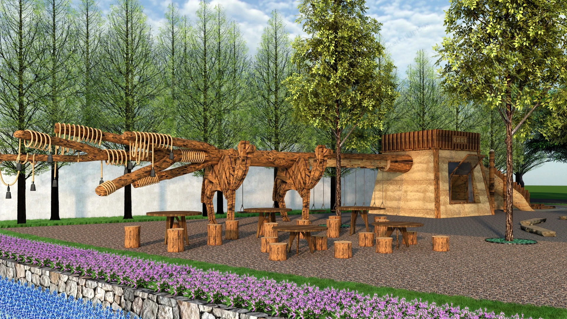 Nature Based Playground sketchup model preview - SketchupBox