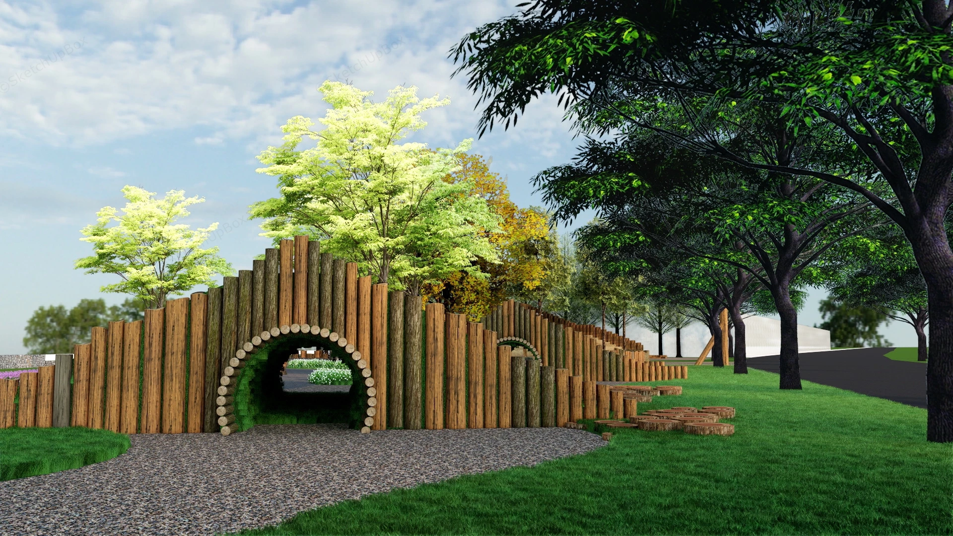Nature Based Playground sketchup model preview - SketchupBox