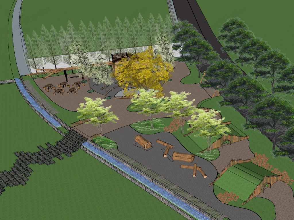 Nature Based Playground sketchup model preview - SketchupBox