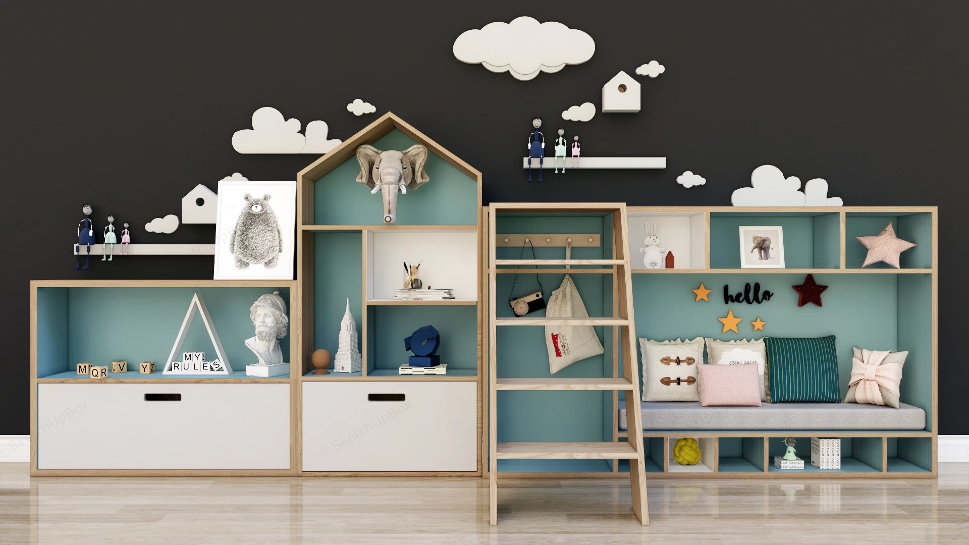 Kids Toy Storage Ideas sketchup model preview - SketchupBox