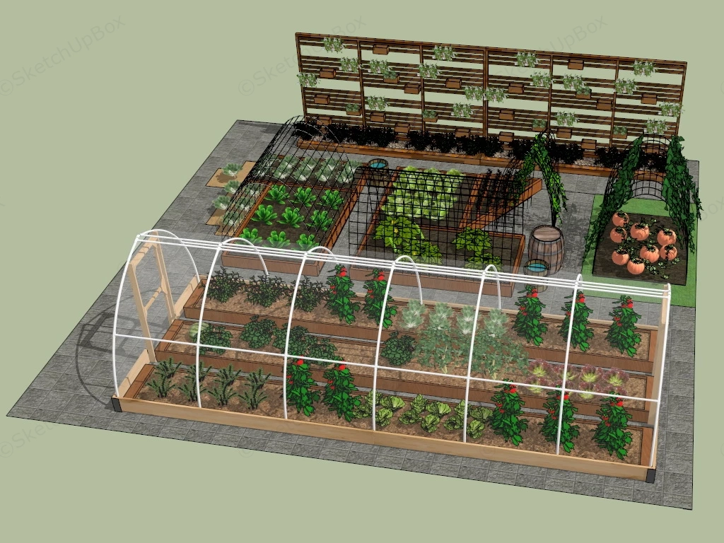 Family Vegetable Garden sketchup model preview - SketchupBox