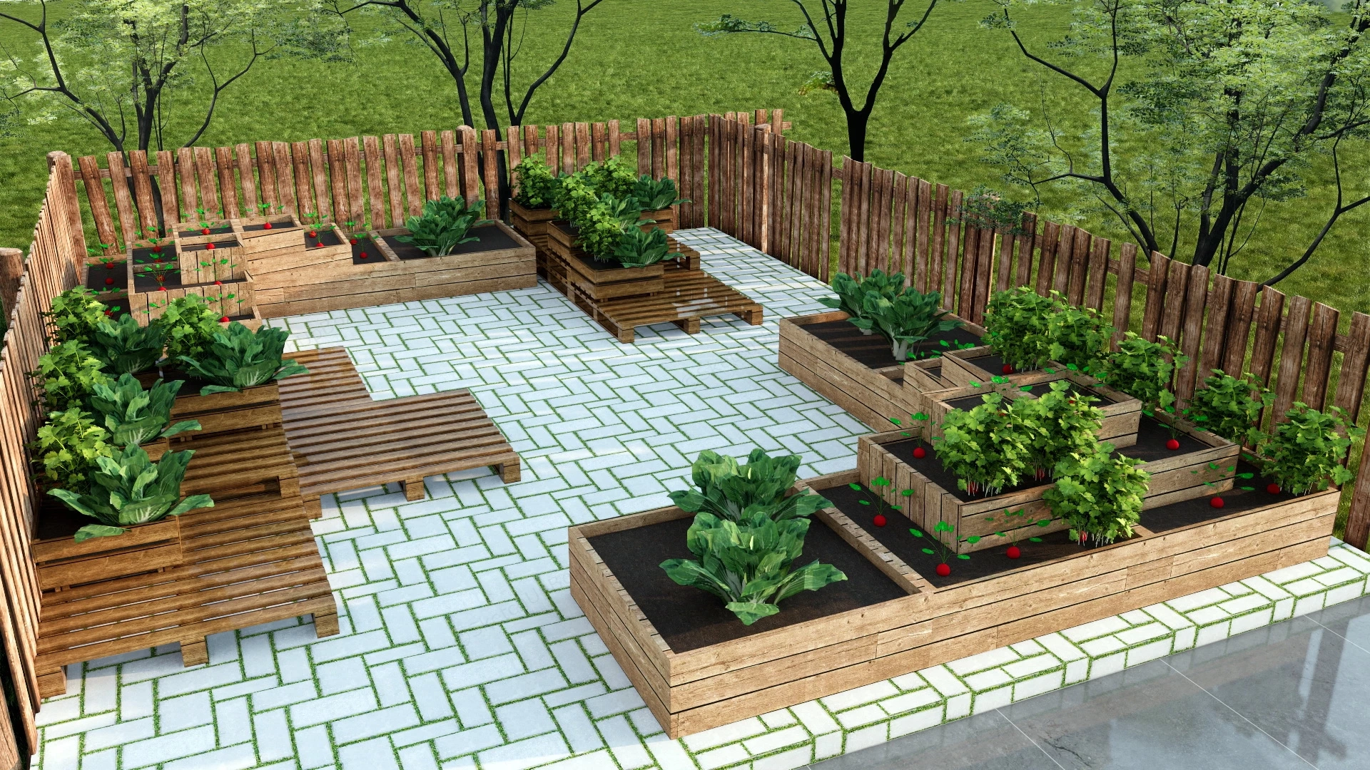Patio Vegetable Garden sketchup model preview - SketchupBox