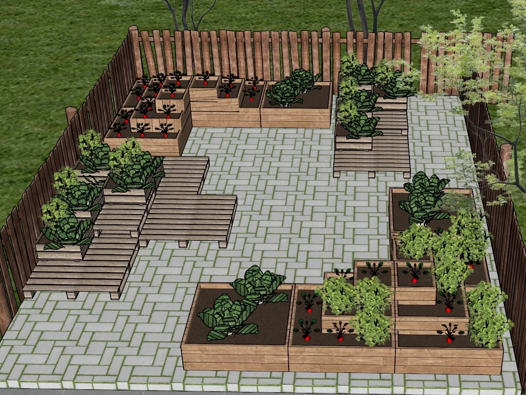 Patio Vegetable Garden sketchup model preview - SketchupBox