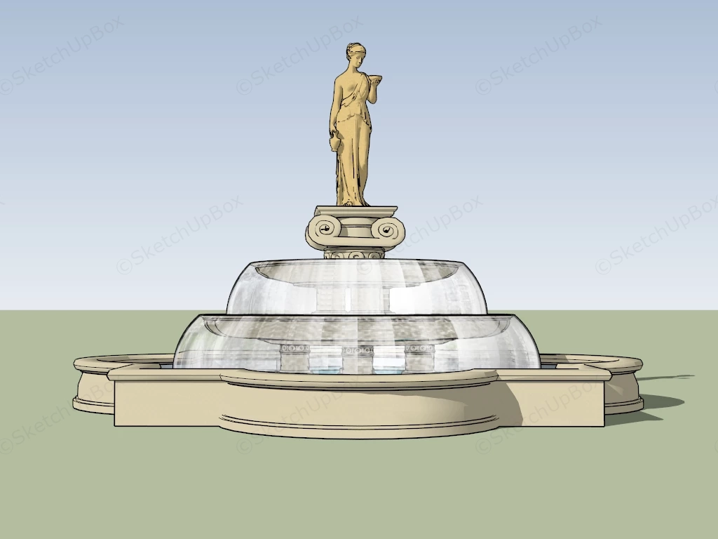 Roman Garden Fountain sketchup model preview - SketchupBox
