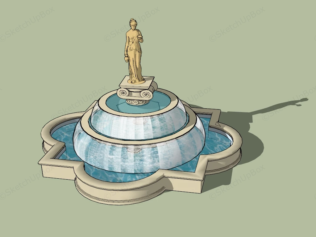 Roman Garden Fountain sketchup model preview - SketchupBox