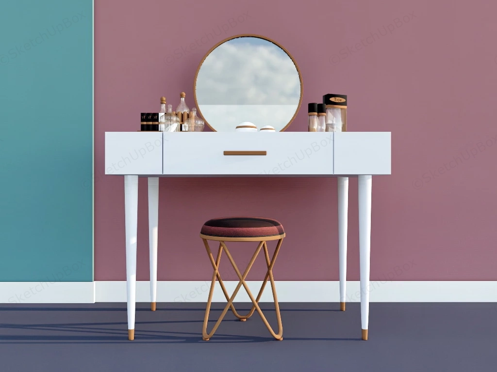 Modern White Dressing Table sketchup model preview - SketchupBox