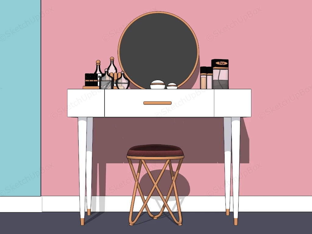 Modern White Dressing Table sketchup model preview - SketchupBox