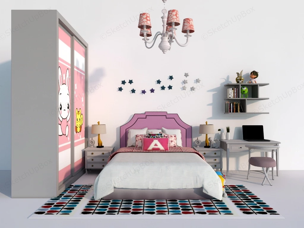 Kids Bedroom Furniture Set sketchup model preview - SketchupBox