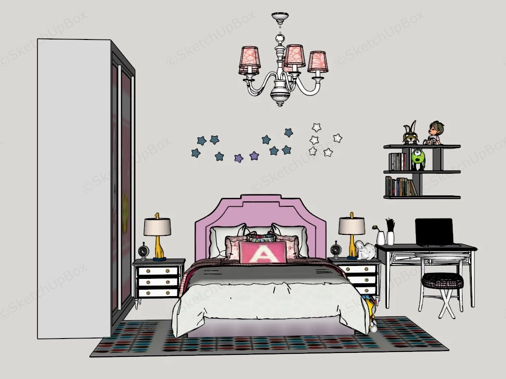 Kids Bedroom Furniture Set sketchup model preview - SketchupBox