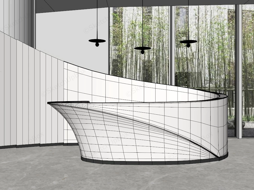 Spiral Reception Desk sketchup model preview - SketchupBox