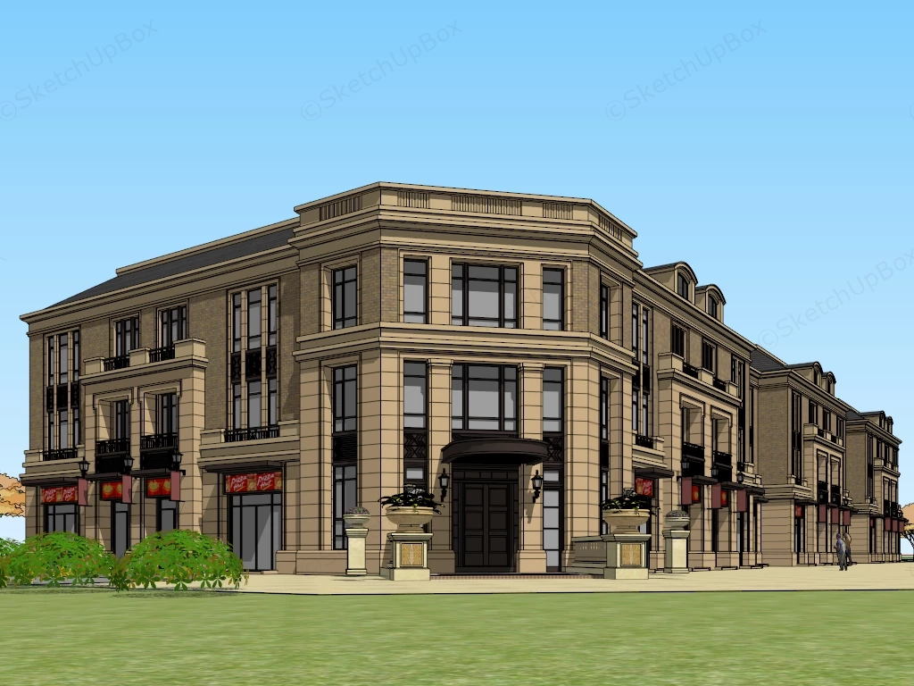 Retail Building Exterior sketchup model preview - SketchupBox